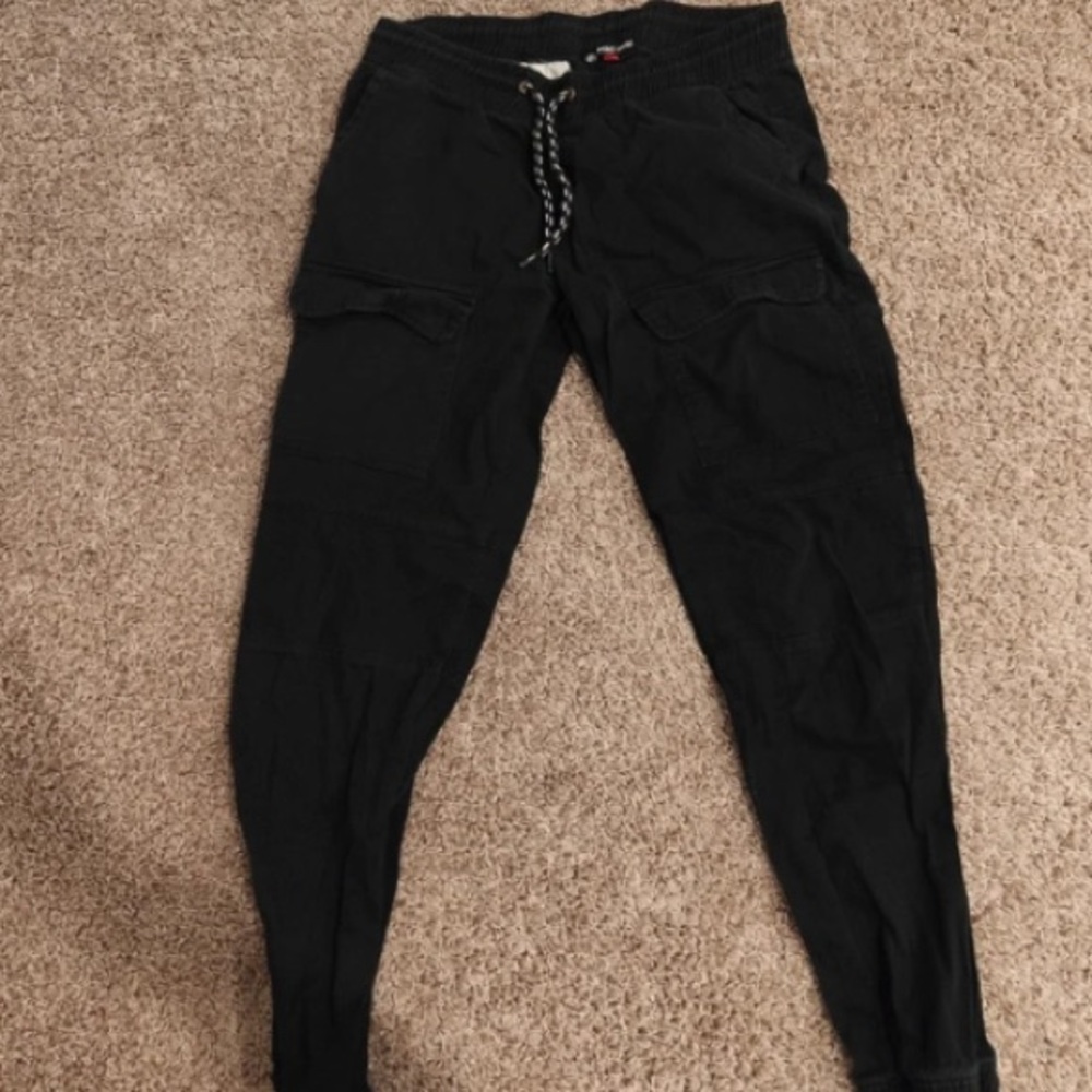 Black Drawstring Cargo Joggers